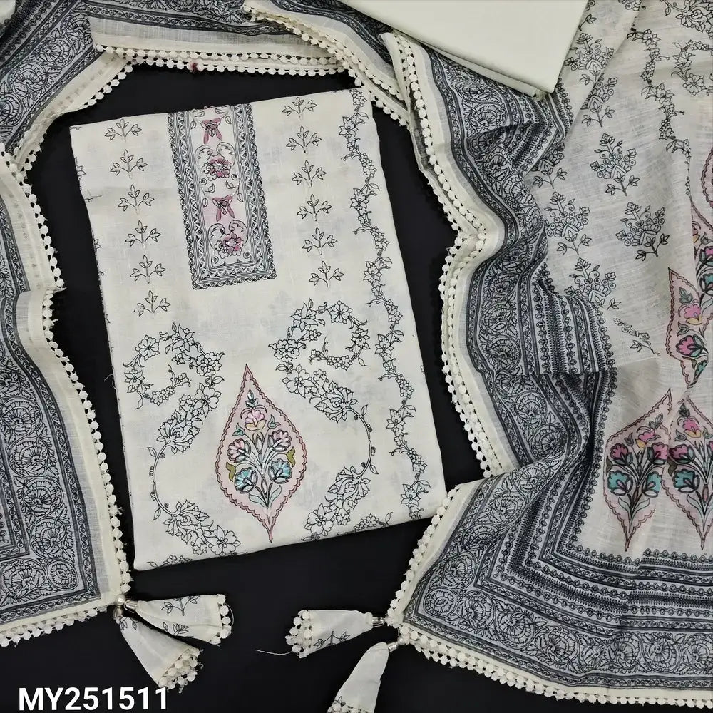 Half white karachi linen salwar material my251511-Neidhal