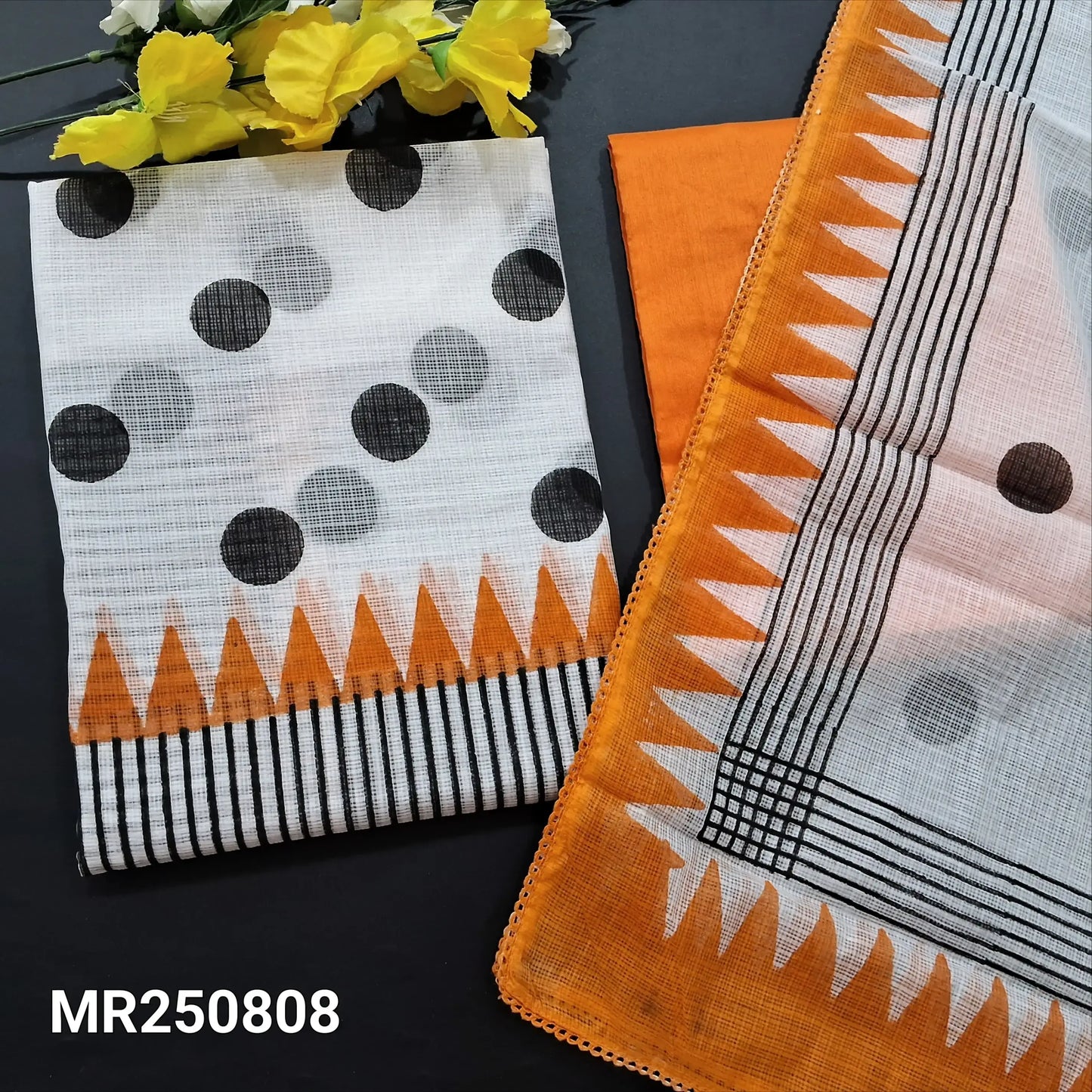 Half white kota fabric salwar material mr250808-Neidhal