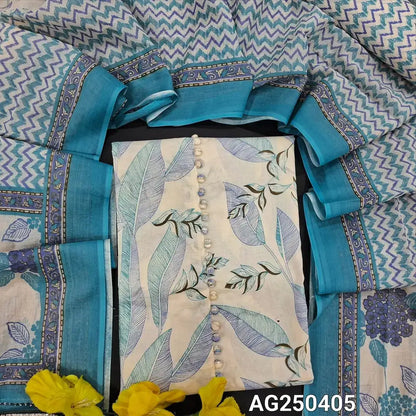 Half white leafy printed pure cotton salwar material ag250405-Neidhal