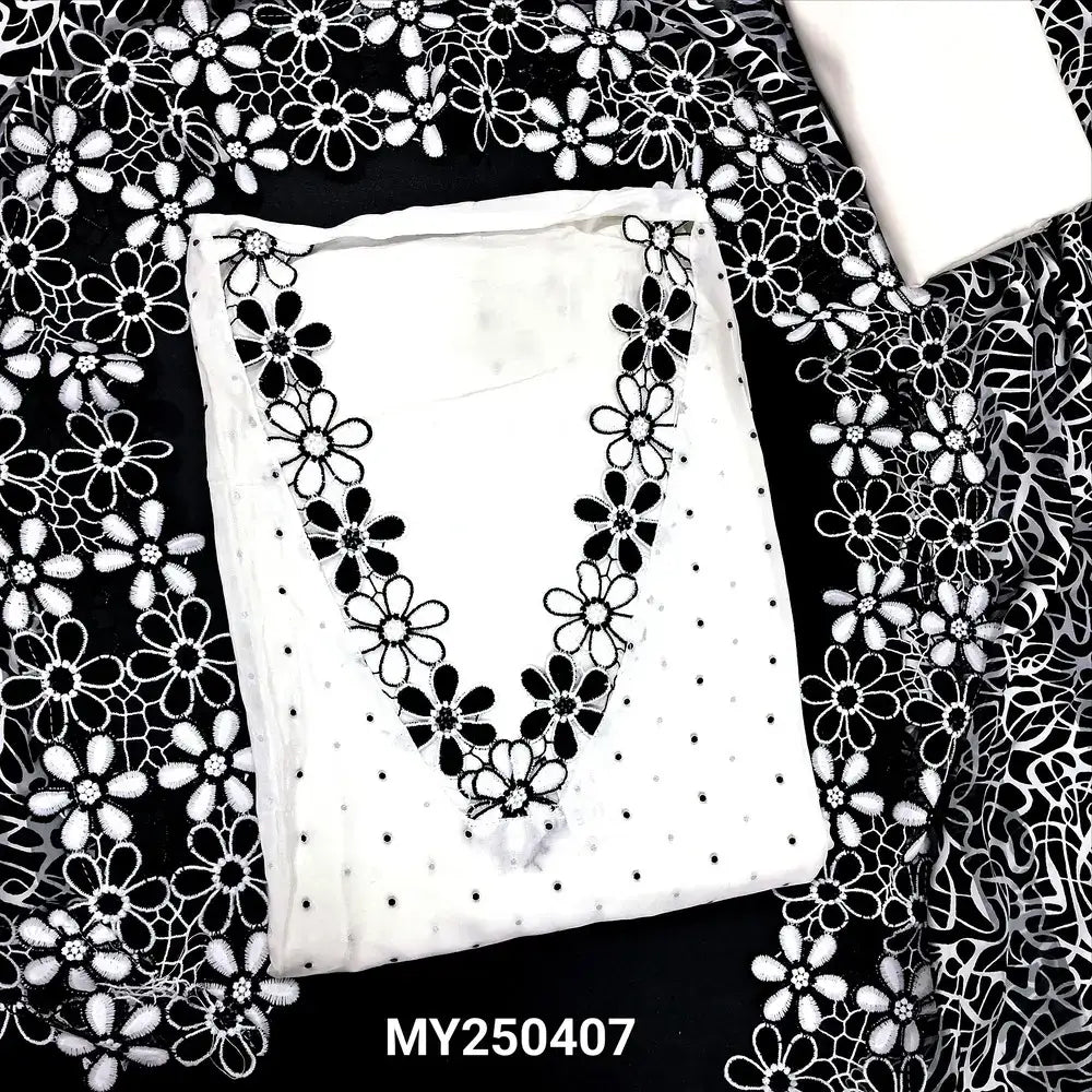 Half white maslin silk salwar material my250407-Neidhal