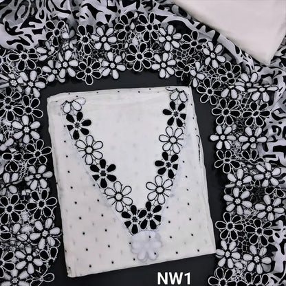 Half white maslin silk salwar material nw1-Neidhal