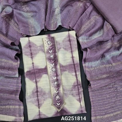 Half white mauve slub silk salwar material ag251814 Neidhal