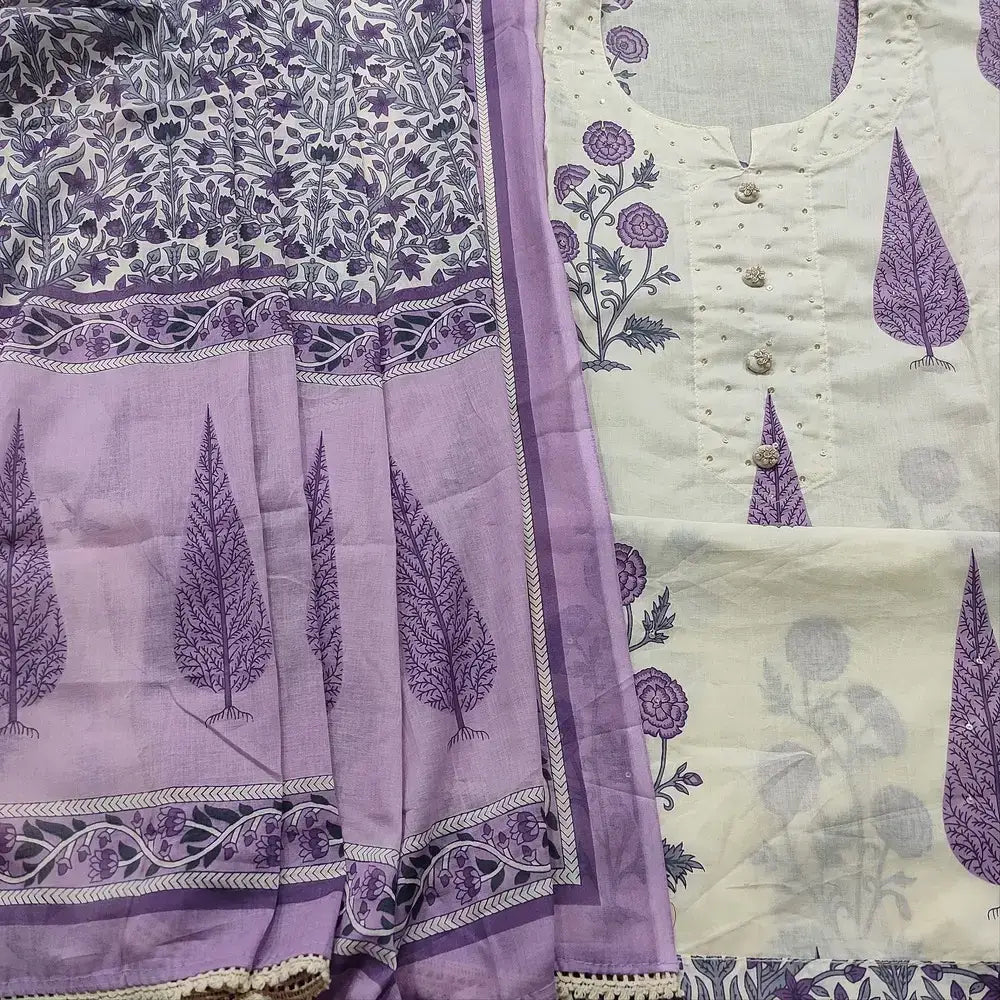 Half white mul cotton salwar material ap250313-Neidhal