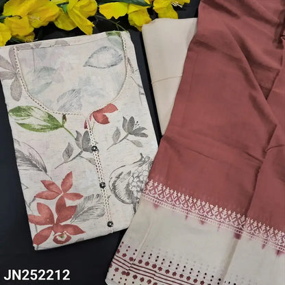 Half white pink floral printed flex cotton salwar material jn252212-Neidhal