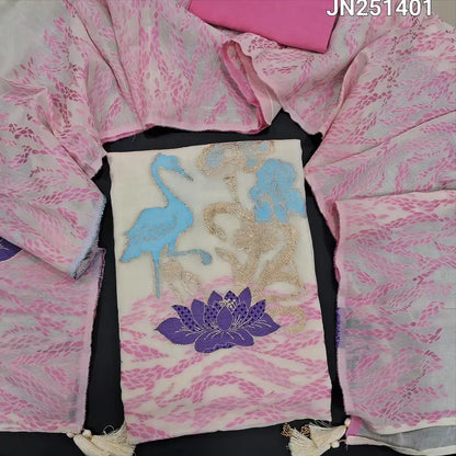 Half white premium mul chanderi silk cotton salwar material jn251401-Neidhal