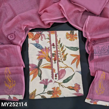 Half white printed cotton salwar material my252114-Neidhal