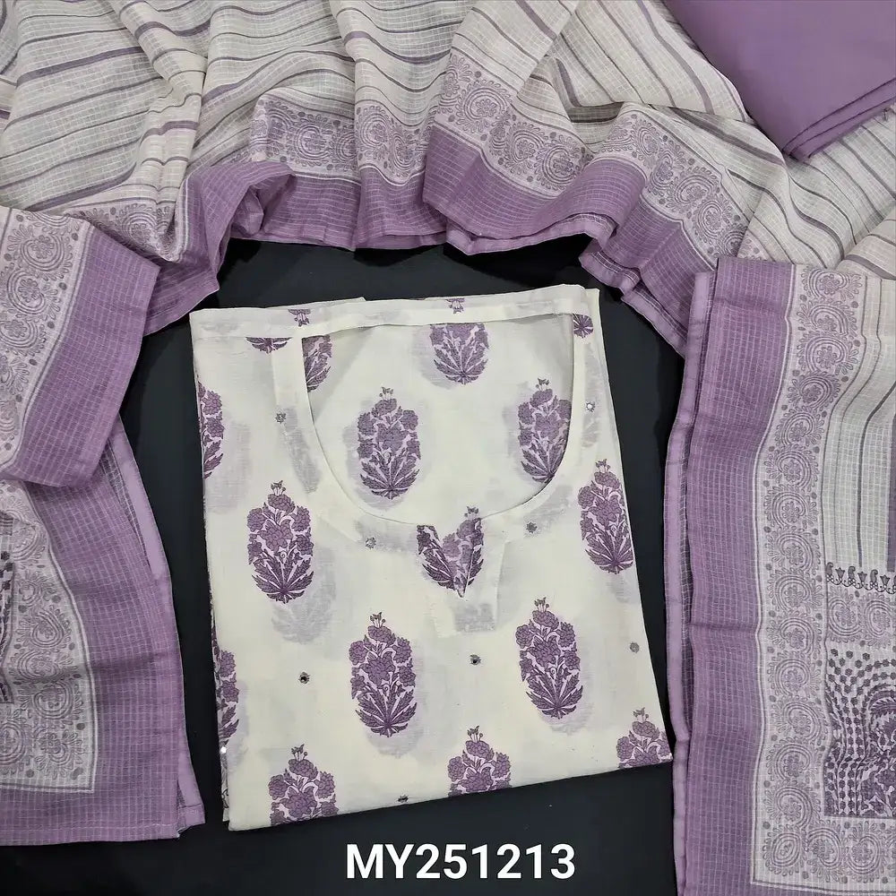 Half white printed cotton semi stitched salwar material my251213-Neidhal