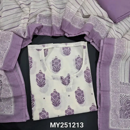 Half white printed cotton semi stitched salwar material my251213-Neidhal