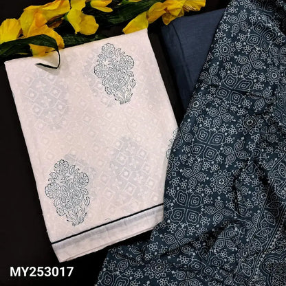 Half white printed embroidered soft cotton salwar material my253017-Neidhal
