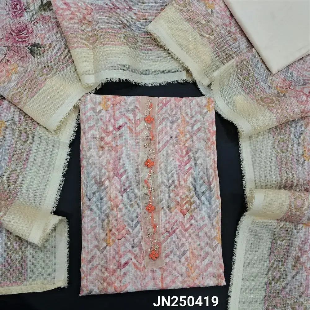 Half white printed fancy kota silk cotton salwar material jl250419-Neidhal