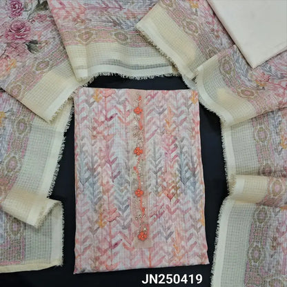 Half white printed fancy kota silk cotton salwar material jl250419-Neidhal