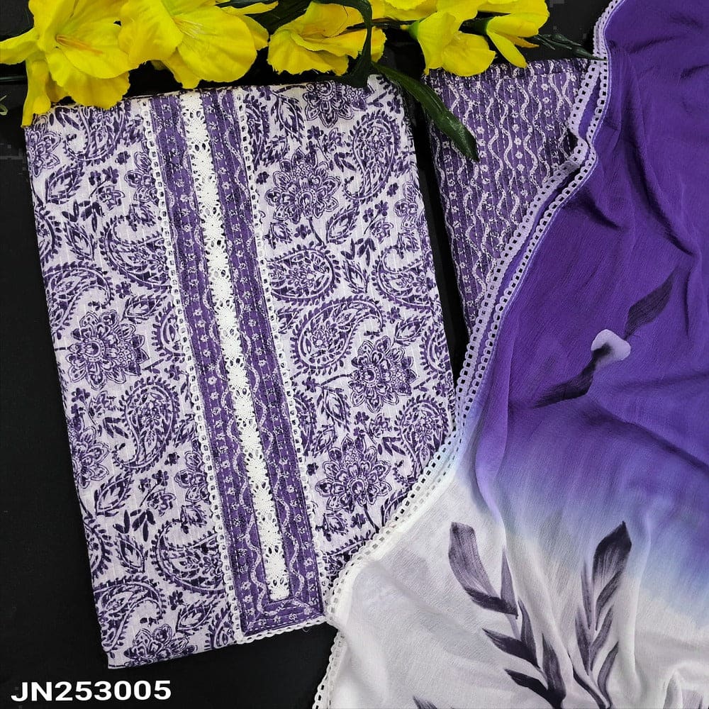 Half white printed kantha cotton salwar material jn253005-Neidhal