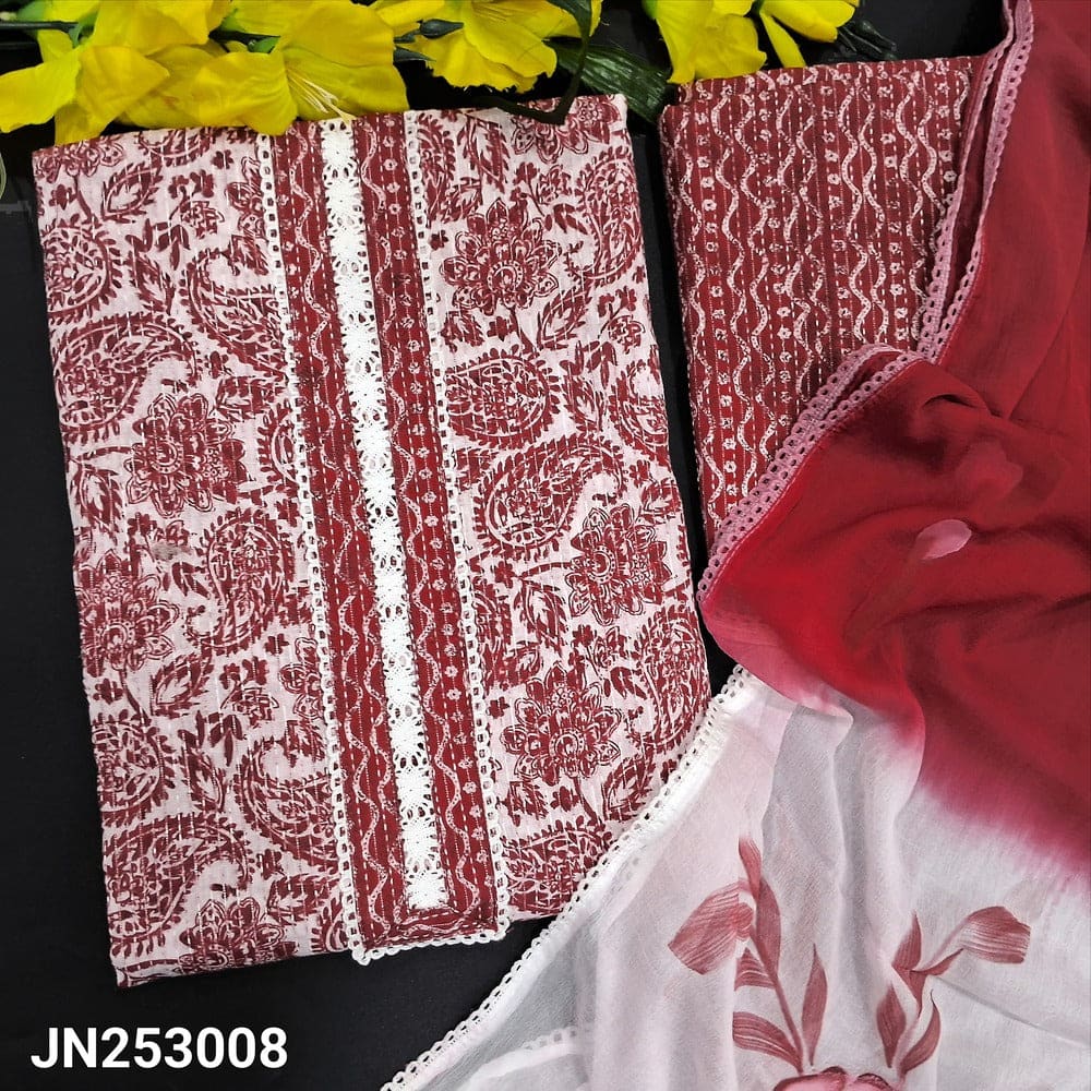 Half white printed kantha cotton salwar material jn253008-Neidhal