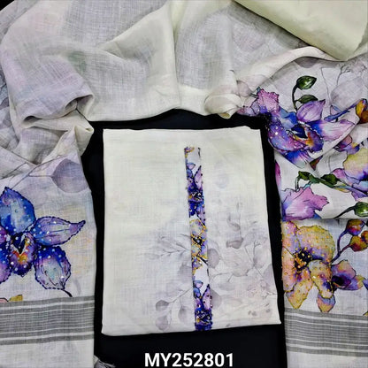 Half white printed linen salwar material my252801-Neidhal