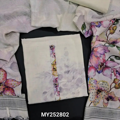 Half white printed linen salwar material my252802-Neidhal