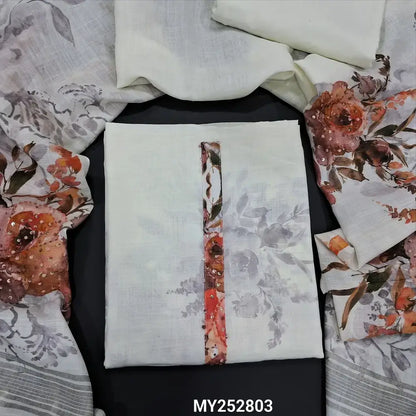 Half white printed linen salwar material my252803-Neidhal