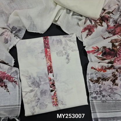 Half white printed linen salwar material my253007-Neidhal