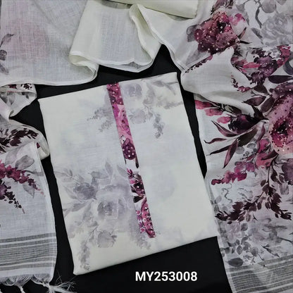 Half white printed linen salwar material my253008-Neidhal