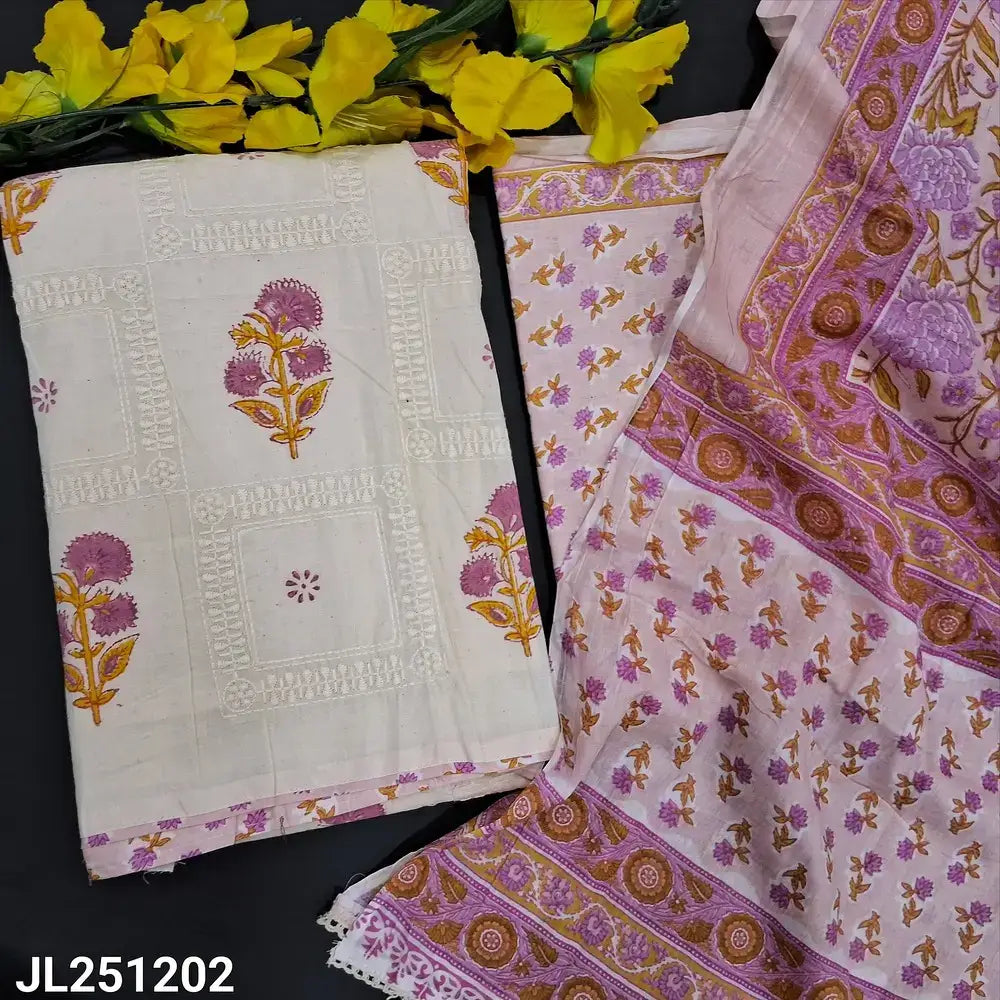 Half white printed pure cotton salwar material jl251202-Neidhal