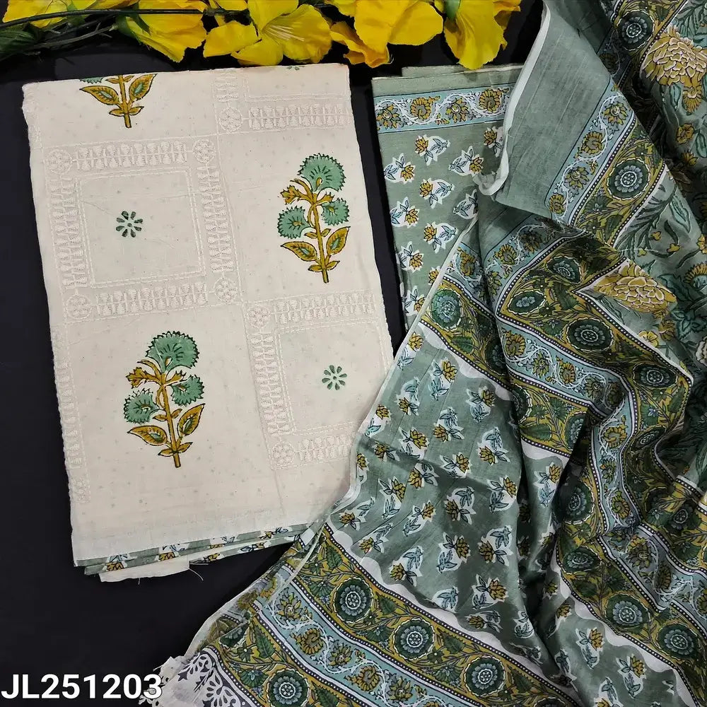 Half white printed pure cotton salwar material jl251203-Neidhal