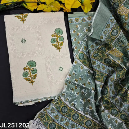 Half white printed pure cotton salwar material jl251203-Neidhal