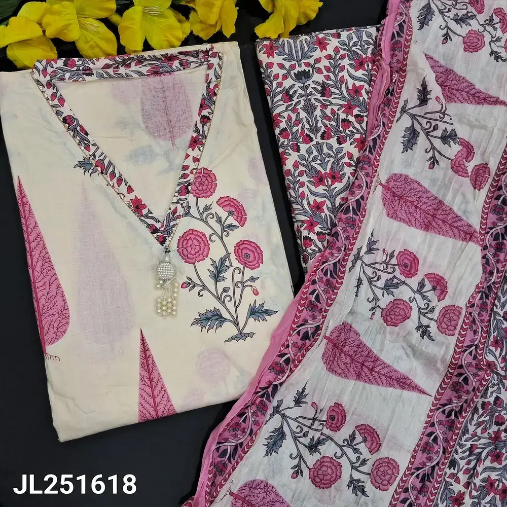 Half white printed pure soft cotton salwar material jl251618-Neidhal