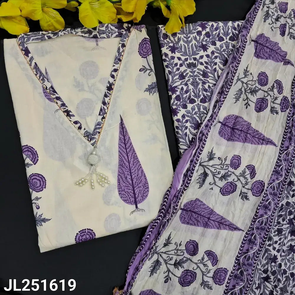 Half white printed pure soft cotton salwar material jl251619-Neidhal