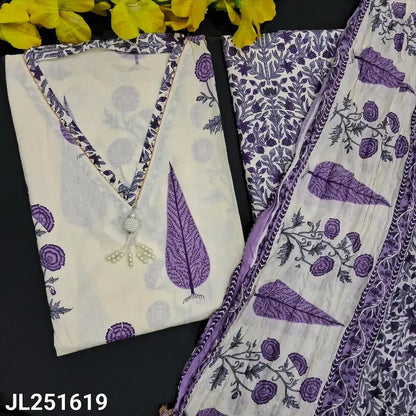 Half white printed pure soft cotton salwar material jl251619-Neidhal