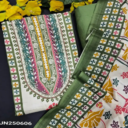 Half white printed satin cotton salwar material jn250606-Neidhal