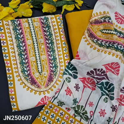 Half white printed satin cotton salwar material jn250607-Neidhal