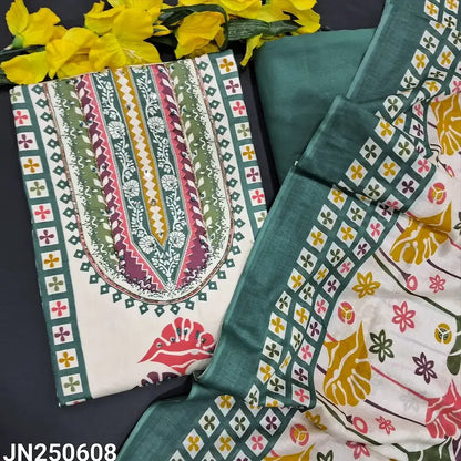 Half white printed satin cotton salwar material jn250608-Neidhal