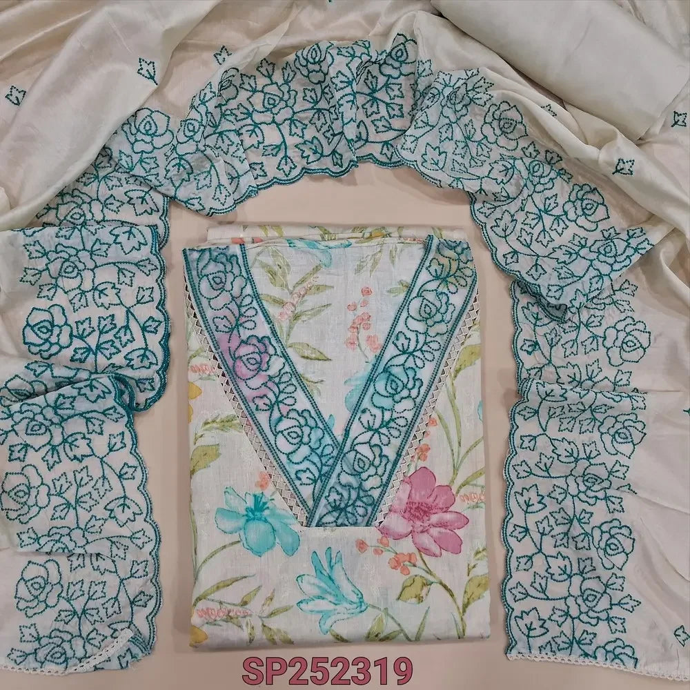 Half white printed semi linen salwar material SP252319-Neidhal