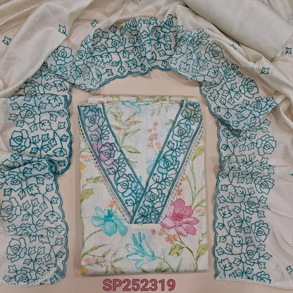 Half white printed semi linen salwar material SP252319-Neidhal