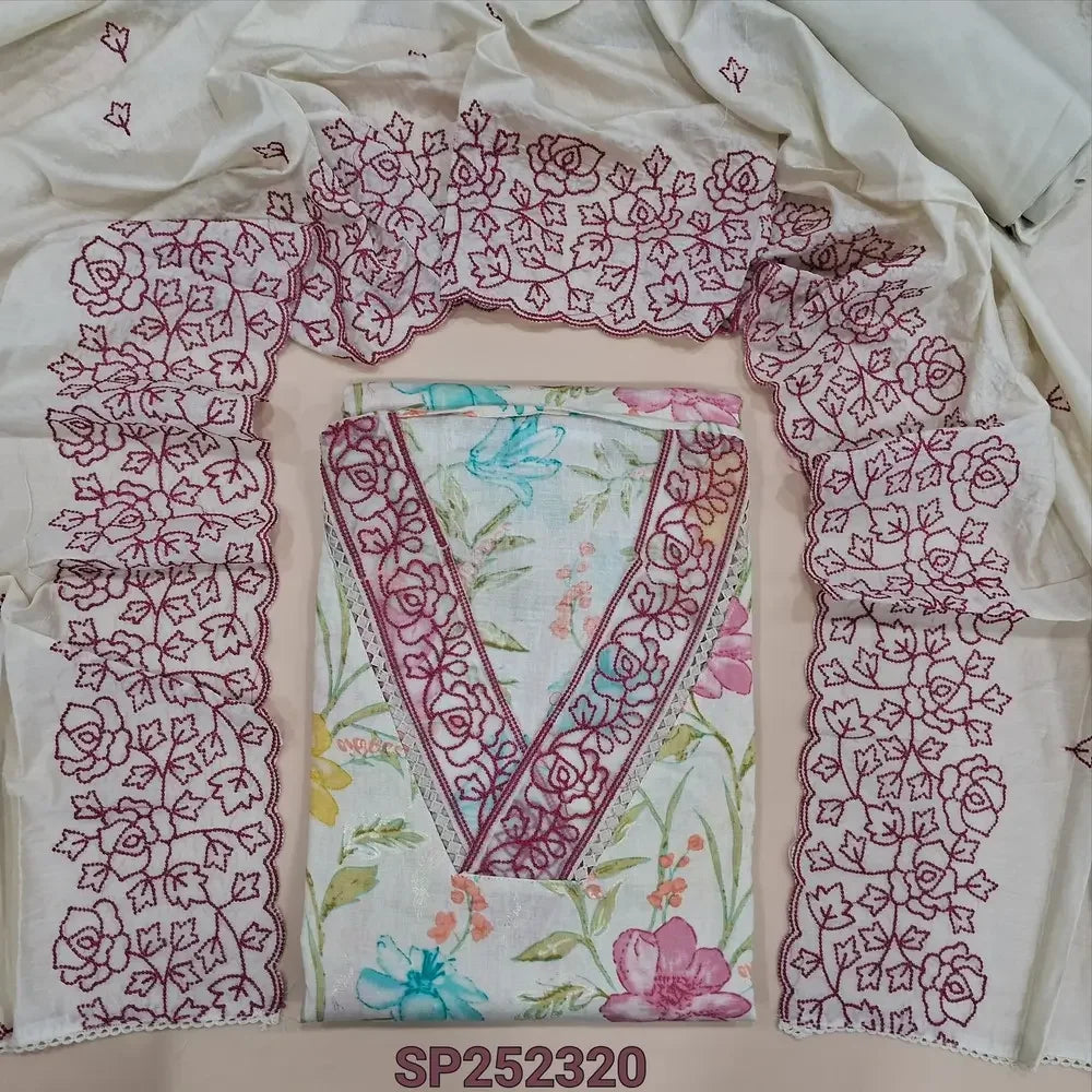 Half white printed semi linen salwar material SP252320-Neidhal