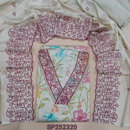 Half white printed semi linen salwar material SP252320-Neidhal