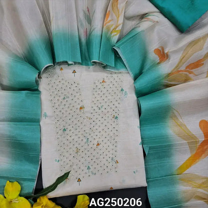 Half white printed semi tussar salwar material ag250206-Neidhal