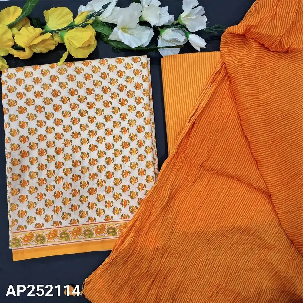 Half White Printed Soft Cotton Salwar Material AP252114- Neidhal