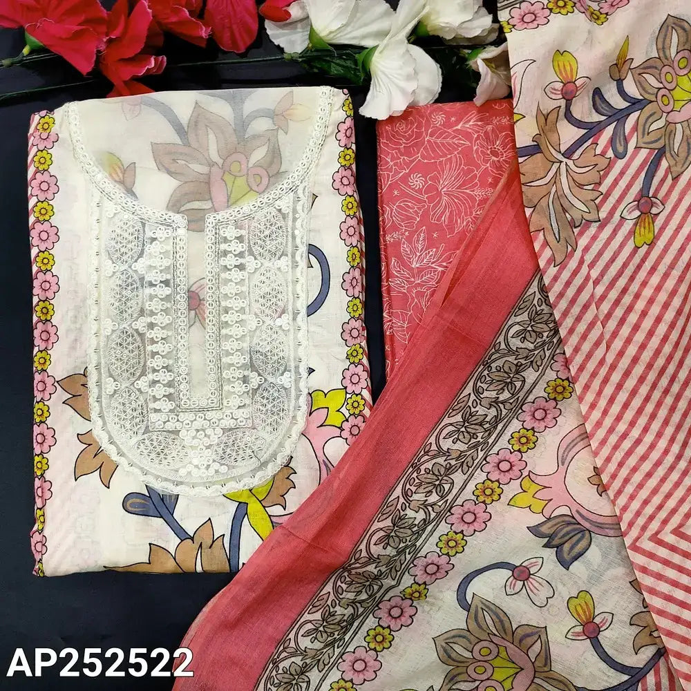 Half white printed soft cotton salwar material ap252522-Neidhal