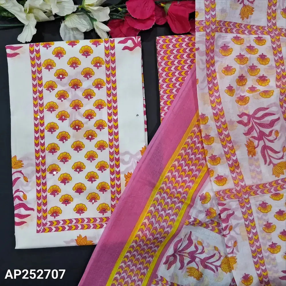 Half white printed soft cotton salwar material ap252707-Neidhal
