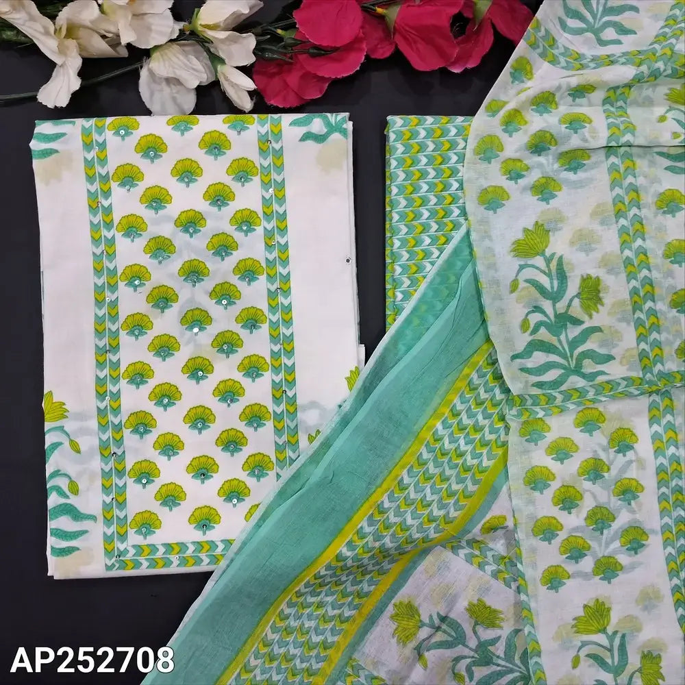 Half white printed soft cotton salwar material ap252708-Neidhal