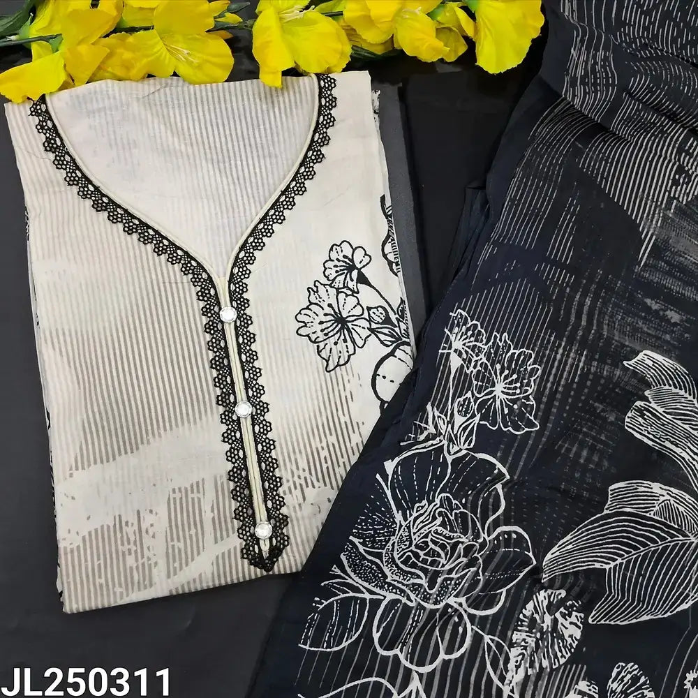 Half white printed soft cotton semi stitched salwar material jl250311-Neidhal