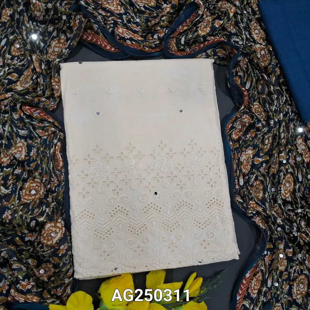 Half white pure cotton salwar material ag250311-Neidhal