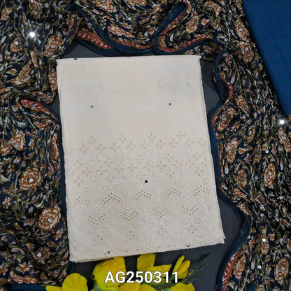 Half white pure cotton salwar material ag250311-Neidhal