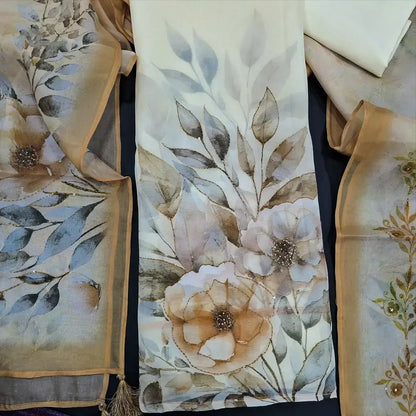 Half white pure organza silk salwar material jn250202-Neidhal