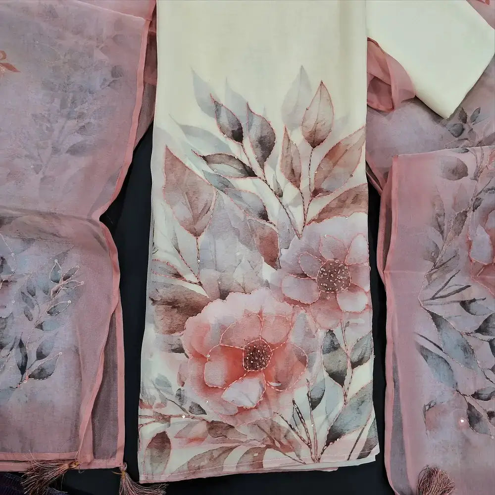 Half white pure organza silk salwar material jn250203-Neidhal