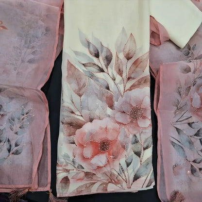 Half white pure organza silk salwar material jn250203-Neidhal