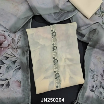 Half white pure organza silk salwar material jn250204-Neidhal