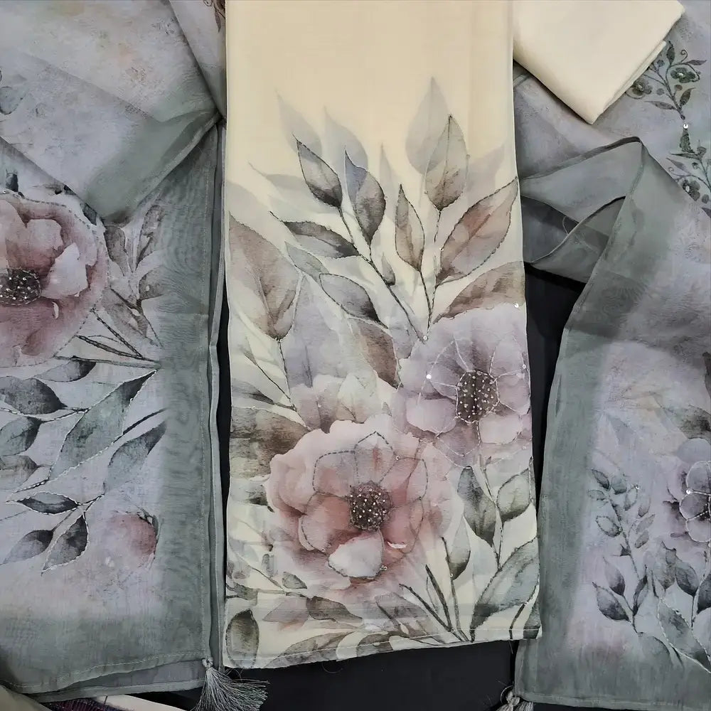 Half white pure organza silk salwar material jn250204-Neidhal