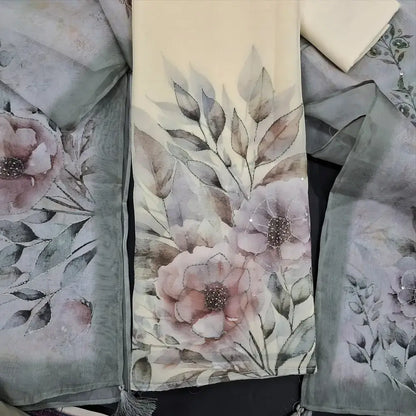 Half white pure organza silk salwar material jn250204-Neidhal