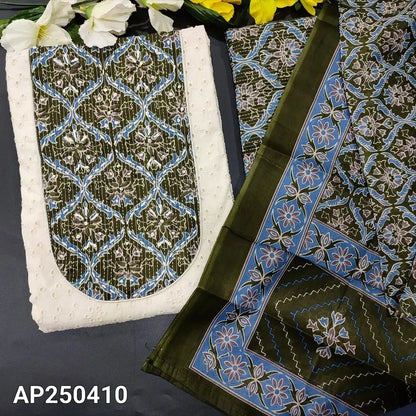 Half white schiffli embroidered cotton salwar material ap250410-Neidhal